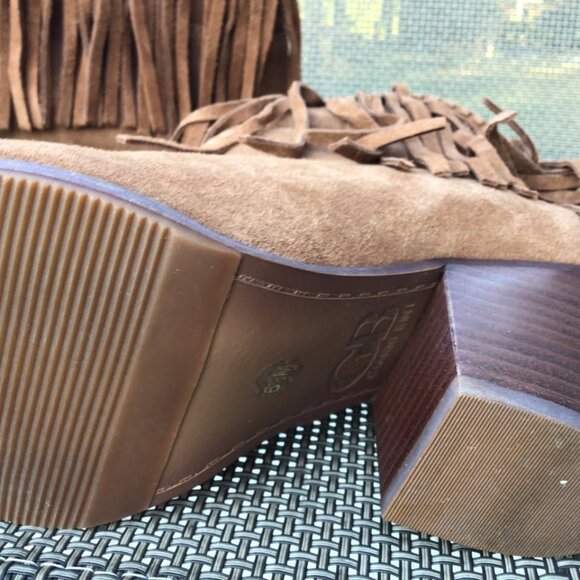 GB GIANNI BINI Lets Roll Brown Leather Ankle Block Heel Boots - Picture 3 of 3